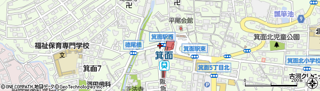 箕面駅西周辺の地図