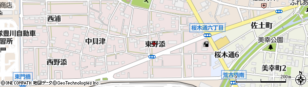 愛知県豊川市本野町東野添周辺の地図