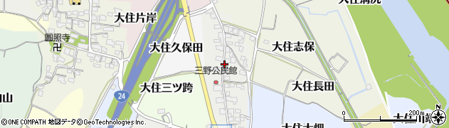 京都府京田辺市大住三野周辺の地図