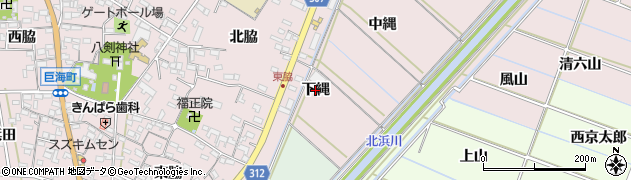 愛知県西尾市巨海町（下縄）周辺の地図