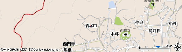 愛知県蒲郡市西迫町（森ノ口）周辺の地図