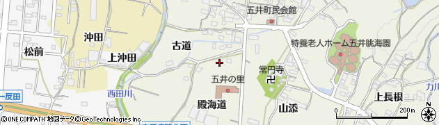 愛知県蒲郡市五井町殿海道周辺の地図