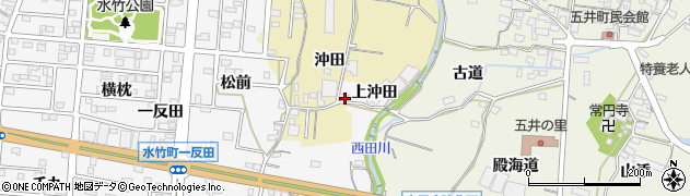 愛知県蒲郡市水竹町（上沖田）周辺の地図