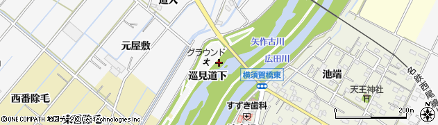 愛知県西尾市鎌谷町（巡見道下）周辺の地図