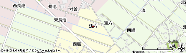 愛知県西尾市下道目記町（法六）周辺の地図