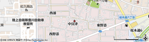愛知県豊川市本野町中貝津周辺の地図
