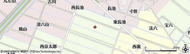 愛知県西尾市行用町（南長池）周辺の地図