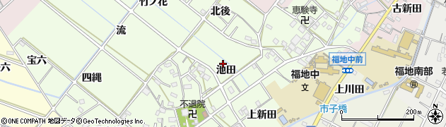 愛知県西尾市上道目記町（池田）周辺の地図