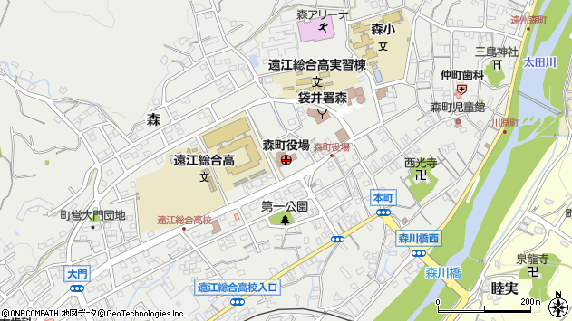 〒437-0200 静岡県周智郡森町（以下に掲載がない場合）の地図