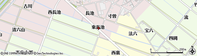 愛知県西尾市行用町東長池周辺の地図
