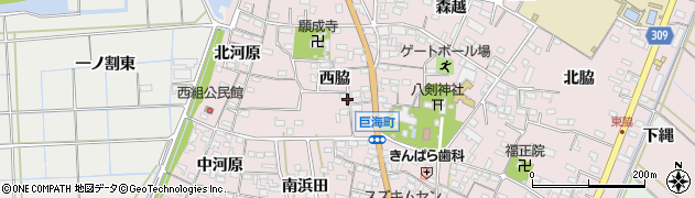 愛知県西尾市巨海町西脇37周辺の地図