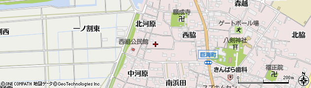愛知県西尾市巨海町（北浜田）周辺の地図