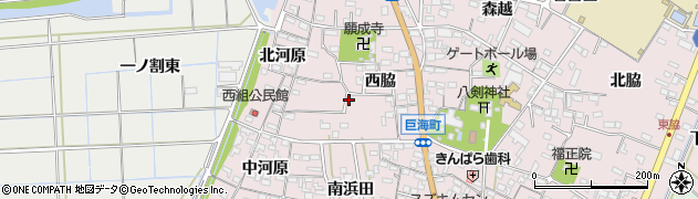 愛知県西尾市巨海町周辺の地図