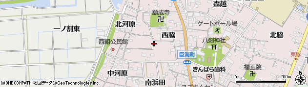 愛知県西尾市巨海町周辺の地図