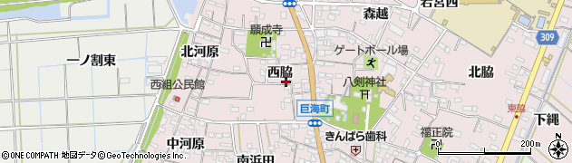 愛知県西尾市巨海町西脇48周辺の地図