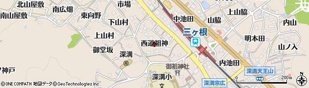 愛知県幸田町（額田郡）深溝（西道祖神）周辺の地図