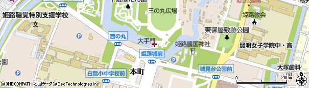 姫路城 大手門周辺の地図
