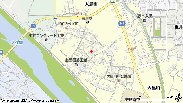 〒675-1334 兵庫県小野市大島町の地図