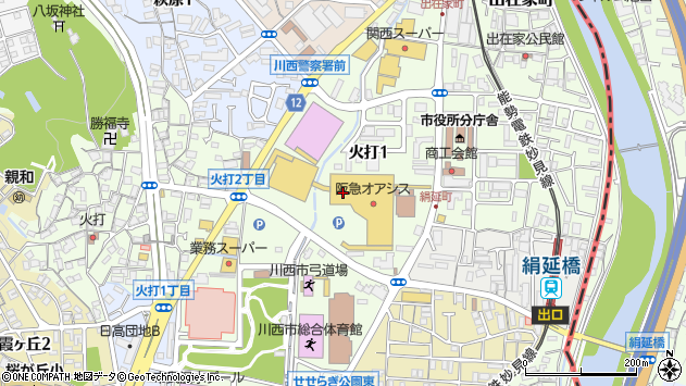 〒666-0017 兵庫県川西市火打の地図