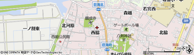 愛知県西尾市巨海町西脇60周辺の地図