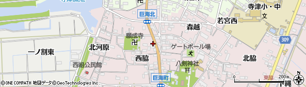 愛知県西尾市巨海町西脇65周辺の地図