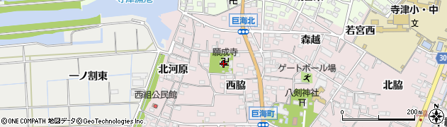 愛知県西尾市巨海町西脇58周辺の地図
