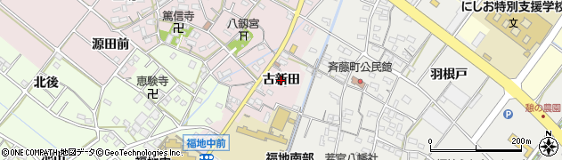 愛知県西尾市熱池町（古新田）周辺の地図