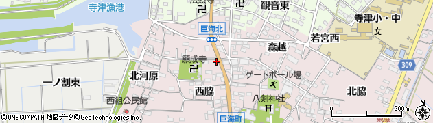 愛知県西尾市巨海町西脇66周辺の地図