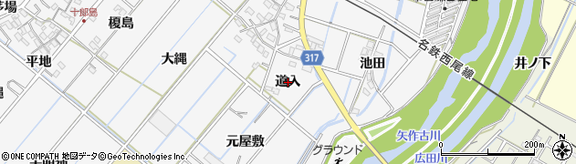 愛知県西尾市鎌谷町（道入）周辺の地図