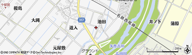 愛知県西尾市鎌谷町池田25周辺の地図