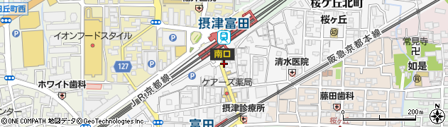 三菱ＵＦＪ銀行摂津富田駅前 ＡＴＭ周辺の地図