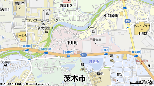 〒567-0066 大阪府茨木市下井町の地図
