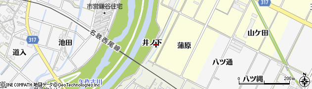 愛知県西尾市吉良町上横須賀（井ノ下）周辺の地図