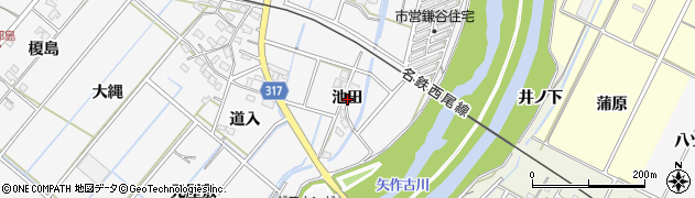 愛知県西尾市鎌谷町池田周辺の地図