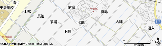 愛知県西尾市十郎島町（平地）周辺の地図