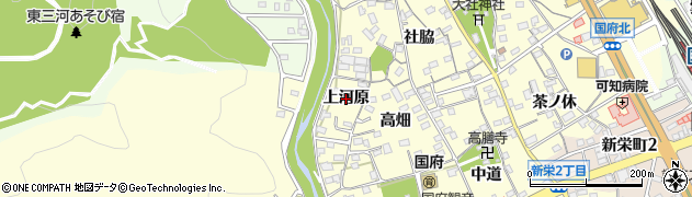 愛知県豊川市国府町（上河原）周辺の地図