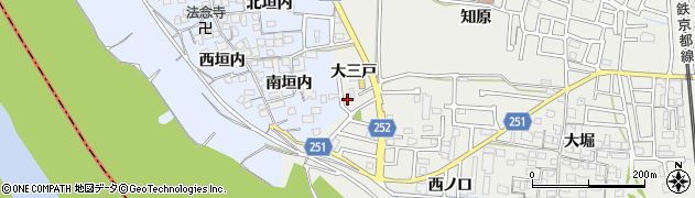 京都府城陽市枇杷庄大三戸周辺の地図