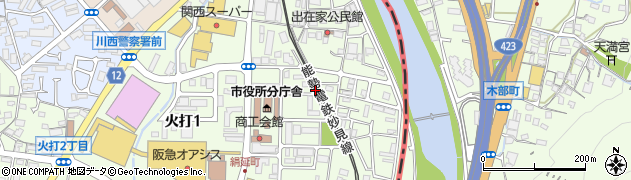 兵庫県川西市出在家町周辺の地図