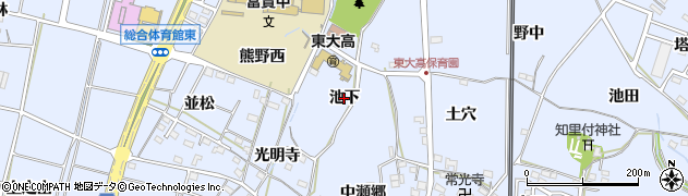 愛知県武豊町（知多郡）東大高（池下）周辺の地図