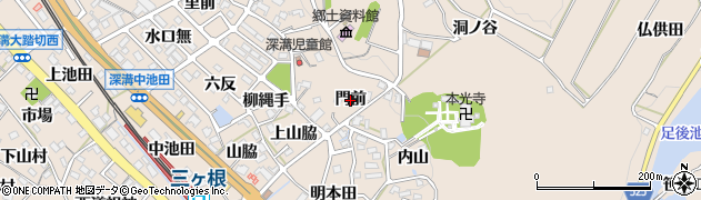 愛知県幸田町（額田郡）深溝（門前）周辺の地図