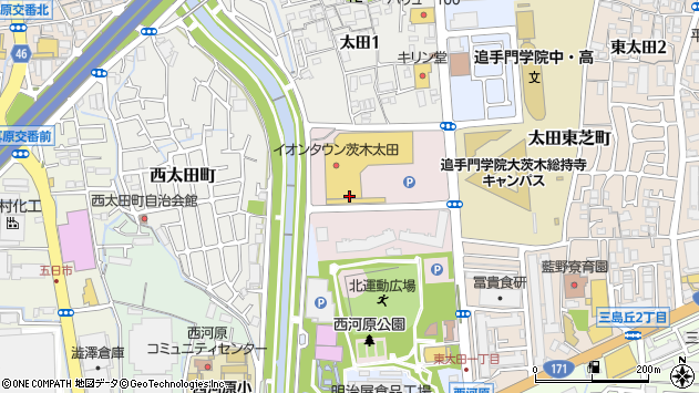 〒567-0014 大阪府茨木市城の前町の地図