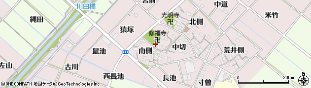 愛知県西尾市針曽根町（南側）周辺の地図