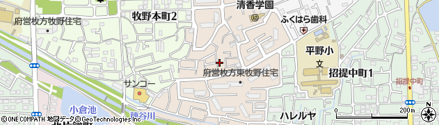 大阪府枚方市東牧野町周辺の地図