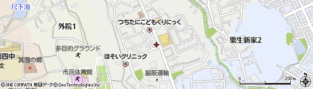 箕面粟生外院郵便局 ＡＴＭ周辺の地図