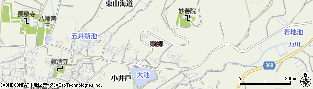 愛知県蒲郡市五井町（東郷）周辺の地図