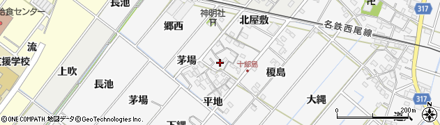 愛知県西尾市十郎島町（南屋敷）周辺の地図