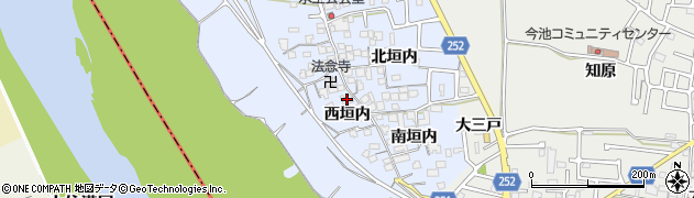 京都府城陽市水主（西垣内）周辺の地図