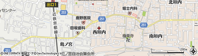 京都府城陽市富野（西垣内）周辺の地図
