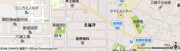 愛知県豊川市本野町北貝津周辺の地図