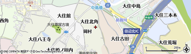 京都府京田辺市大住北角周辺の地図